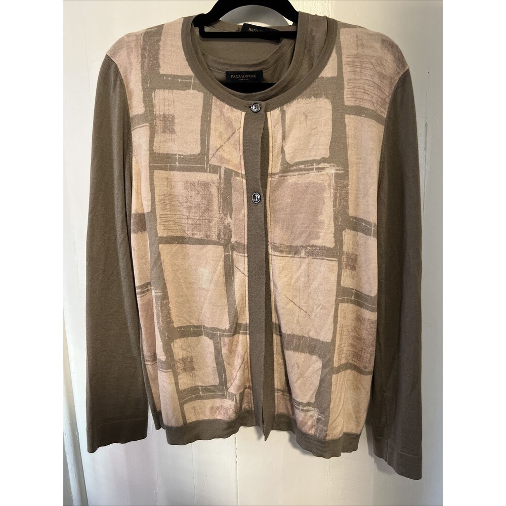 Piazza Sempione Women's 2 piece Taupe Pink Cardigan And Top Set 48 Italy Large